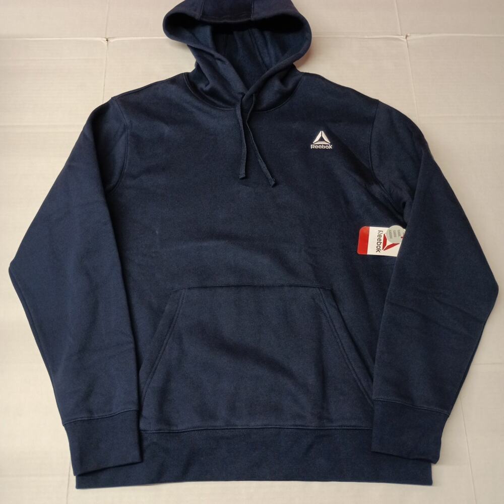 Reebok Delta Logo Hoodie Men's Size L Blue Kangaroo Pocket